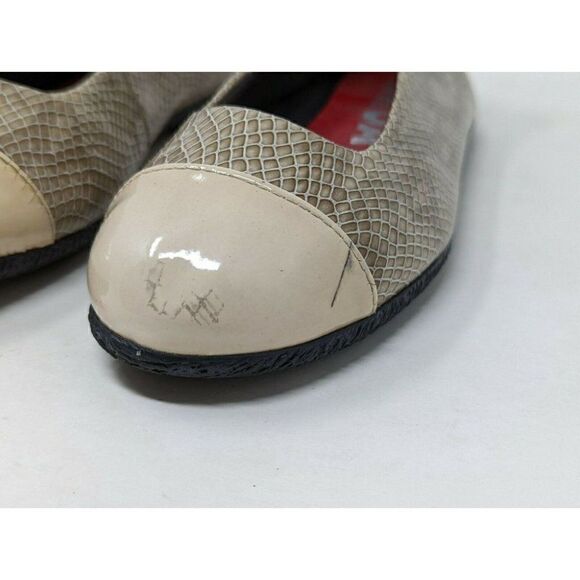KOKUA BARCELONA PATENT LEATHER SNAKE PRINT TAN BALLET FLATS WOMENS EU 37 US 6.5 - Picture 3 of 8